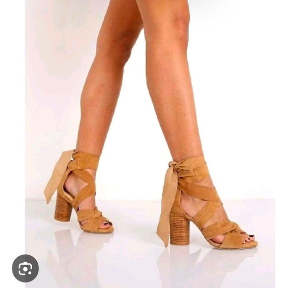 Raye Block Heel Open Toe Wrap Around Ankle Heels - Picture 10 of 10